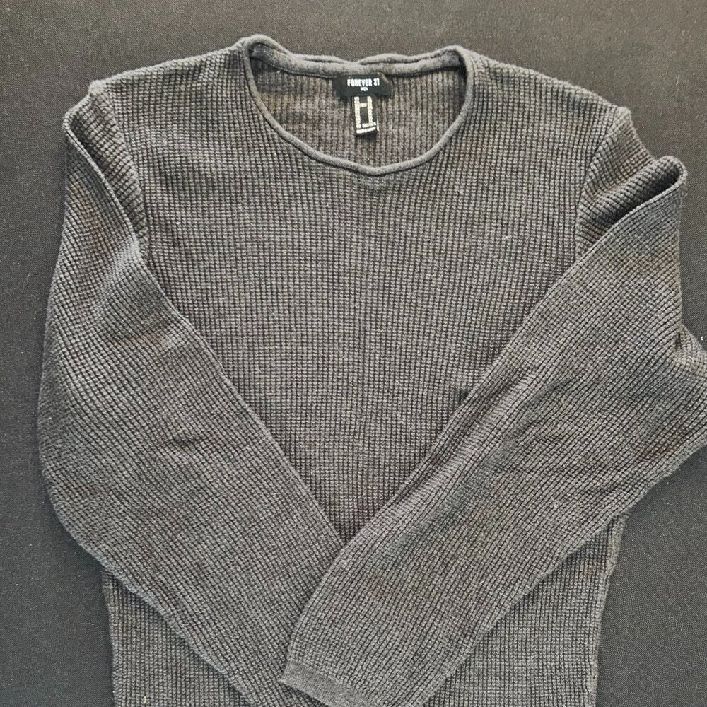 Forever 21 Faded Black Thermal Sweater Size XL